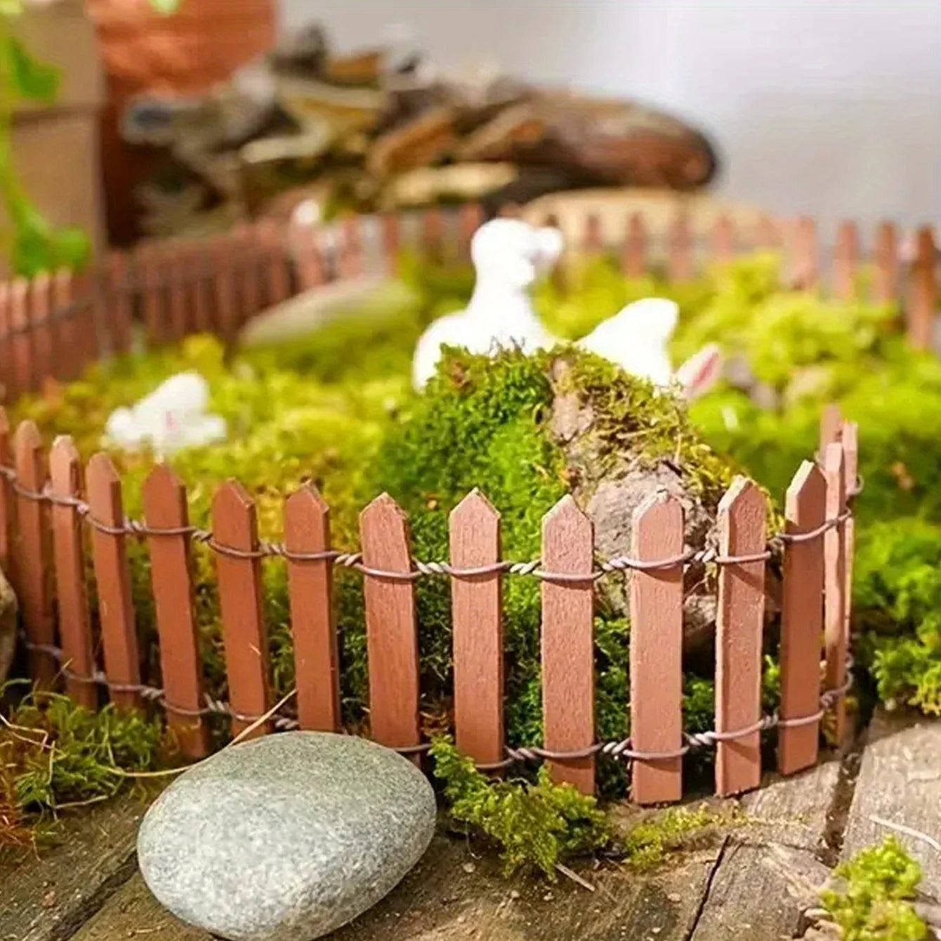 Mini Cerca de Madeira para Jardim de Fadas - Decoração DIY Verde Jardim