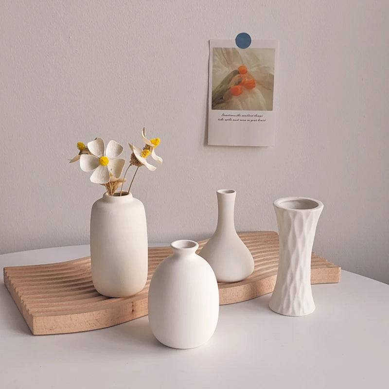 Vaso de Flor em Cerâmica Branca Nórdica - Design Moderno e Elegante | Verde Jardim