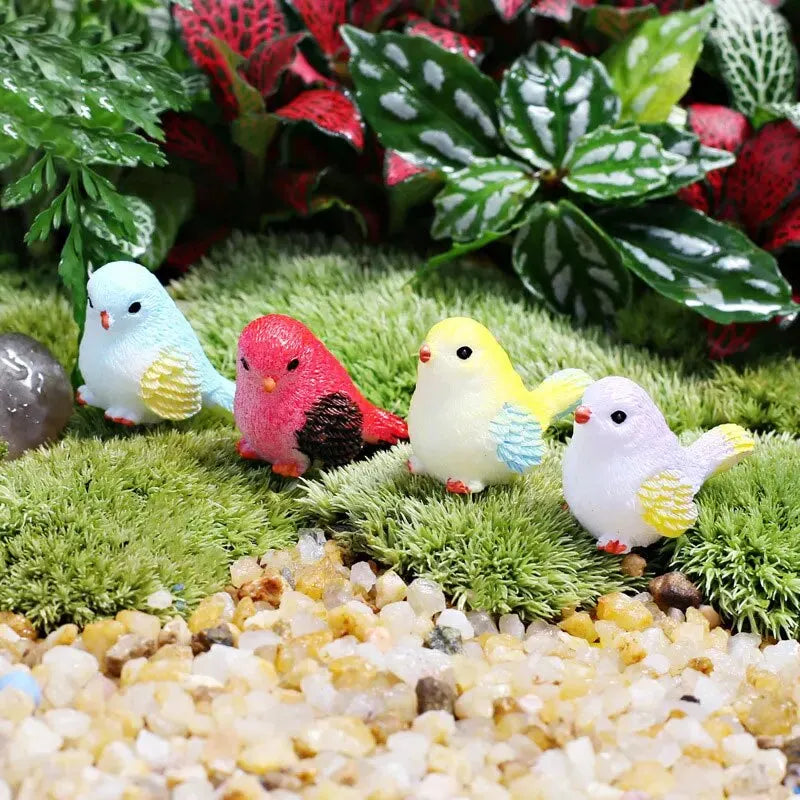 Estatuetas de Pássaros em Miniatura - 8 Peças - Decoração de Jardim de Fadas e Paisagens