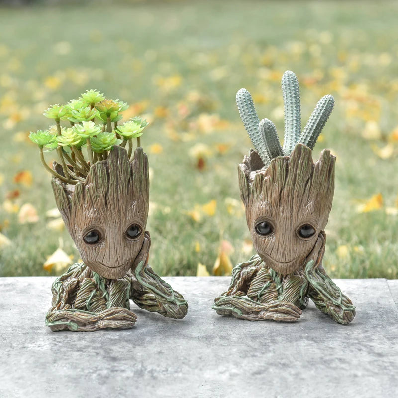 Vaso de Planta Baby Groot Verde Jardim - Vaso de Flores Cartoon para Decoração de Sala e Escritório