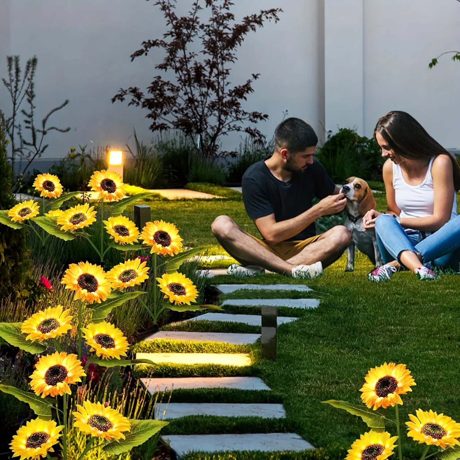 Luzes de Girassol Solar Decorativas para Jardim - Verde Jardim, Iluminação Solar com 1 ou 3 LEDs