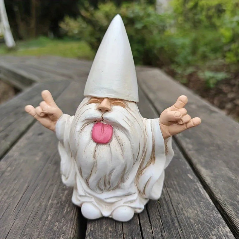 Estátua de Gnomo Rocker para Jardim - Decoração Divertida e Resistente