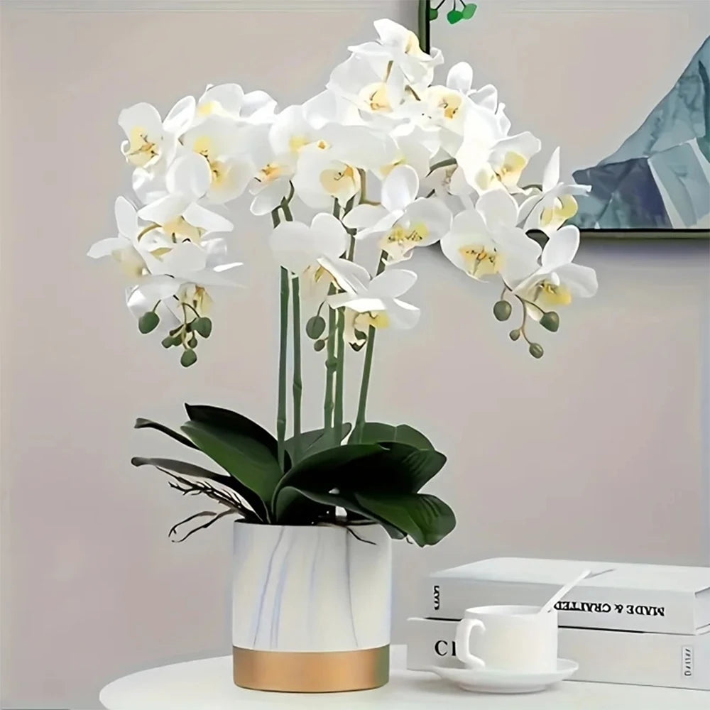 Ramos de Flores Artificiais Phalaenopsis 69cm - Toque Real | Verde Jardim