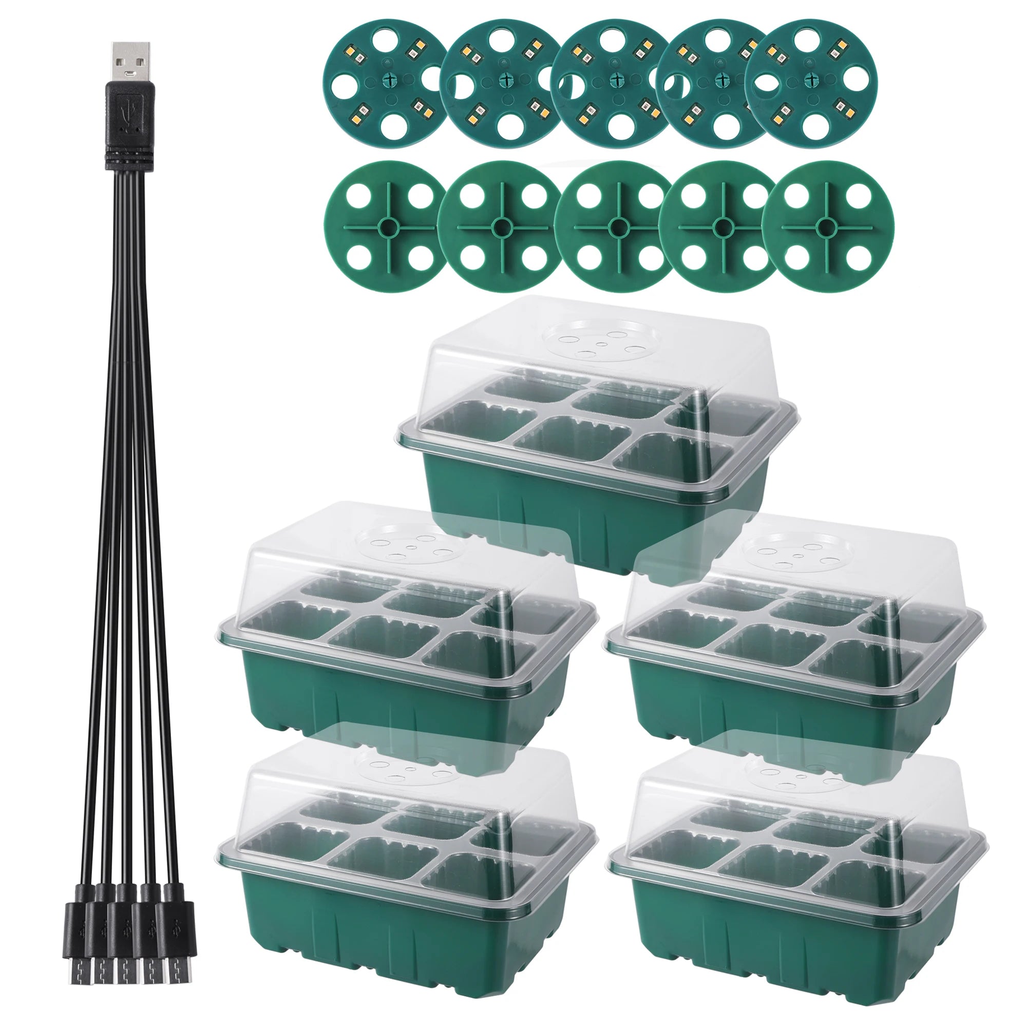 Kit de Germinação com Luz de Crescimento – Seed Starter Box Verde Jardim