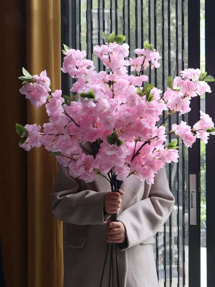 Ramo de Cerejeira Artificial Verde Jardim - Decoração Elegante para Casamentos e Ambientes