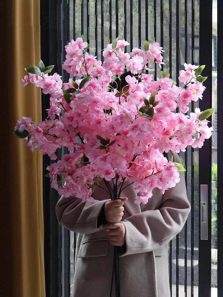 Ramo de Cerejeira Artificial Verde Jardim - Decoração Elegante para Casamentos e Ambientes