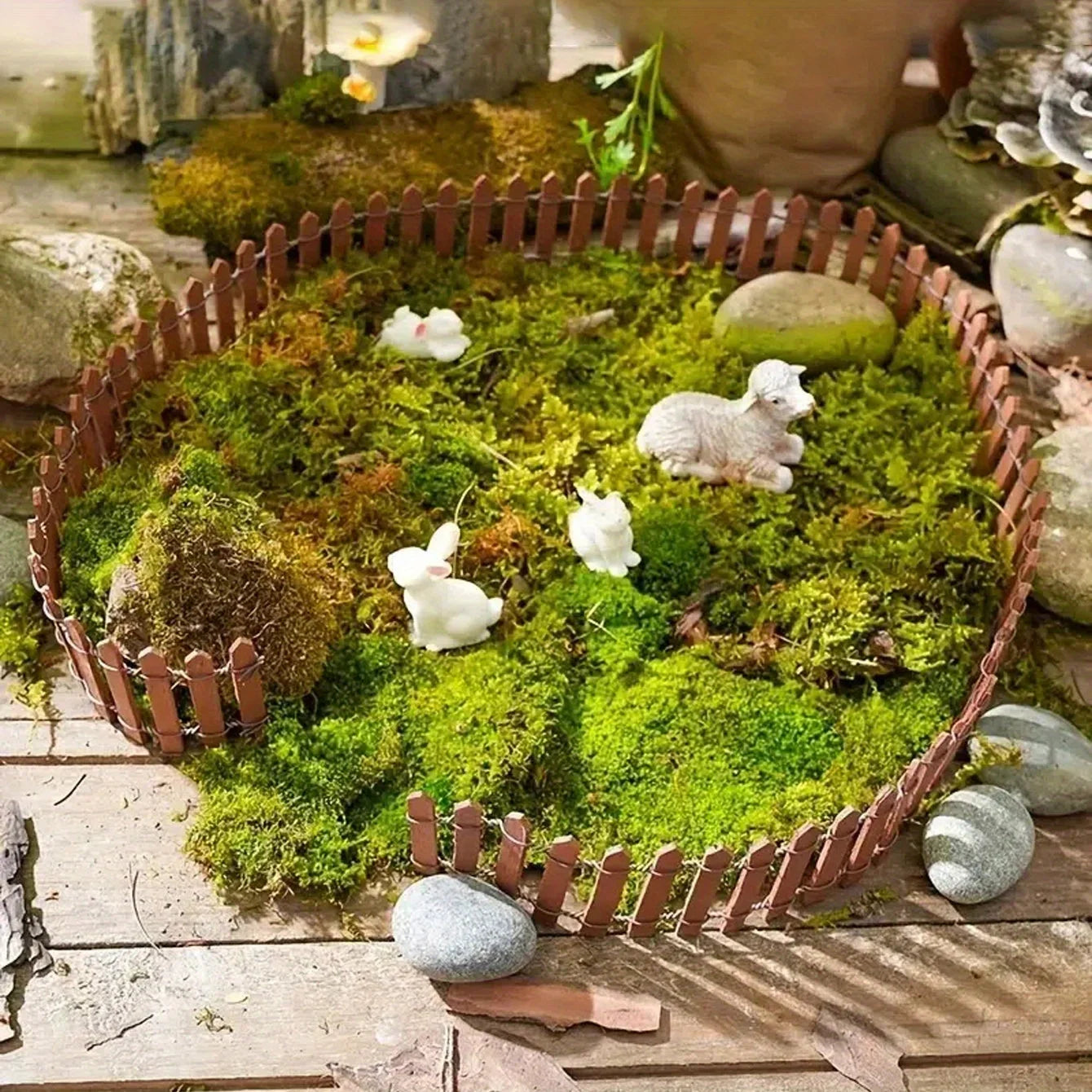 Mini Cerca de Madeira para Jardim de Fadas - Decoração DIY Verde Jardim