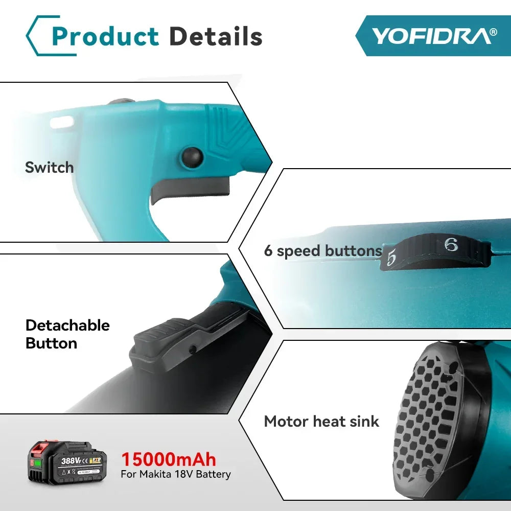 Ventilador de Ar Elétrico Yofidra 2000W - Ajustável com 6 Velocidades | Verde Jardim