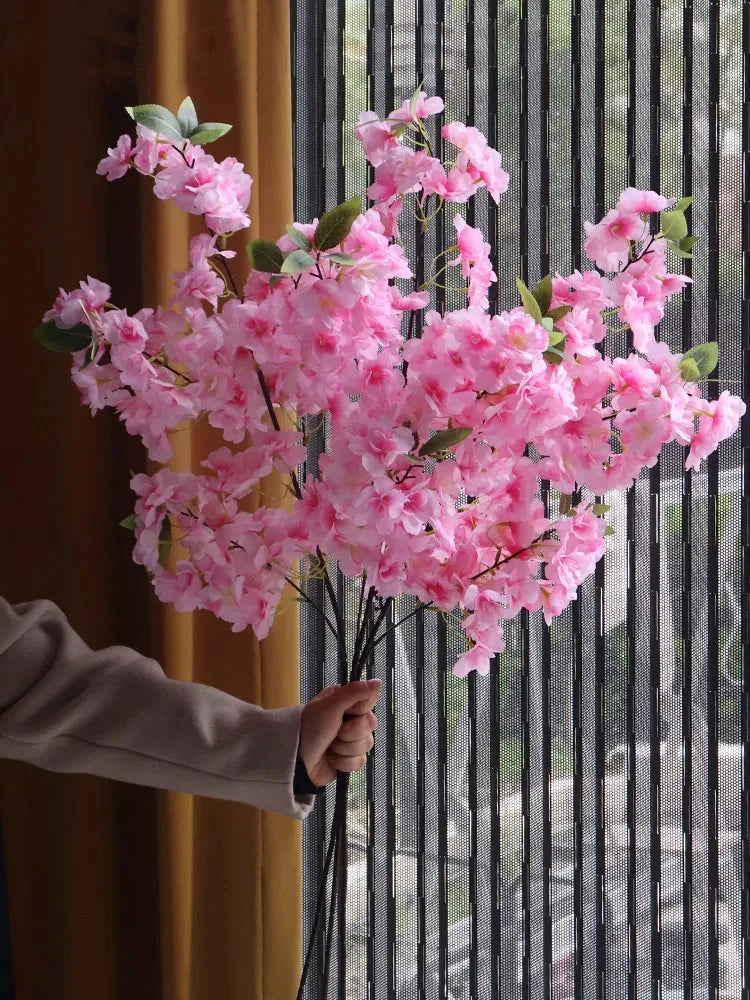 Ramo de Cerejeira Artificial Verde Jardim - Decoração Elegante para Casamentos e Ambientes